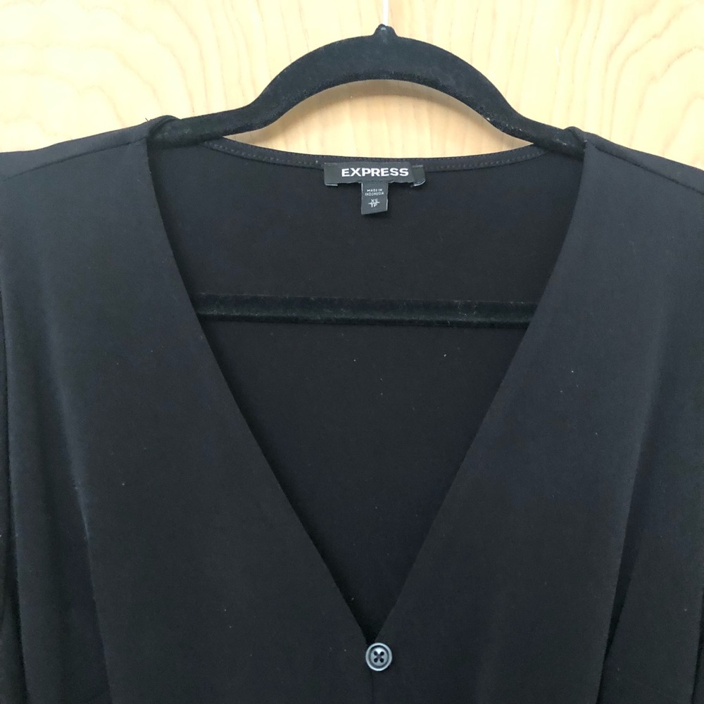 Express | Front Button Romper With Tie Waist Blac… - image 5